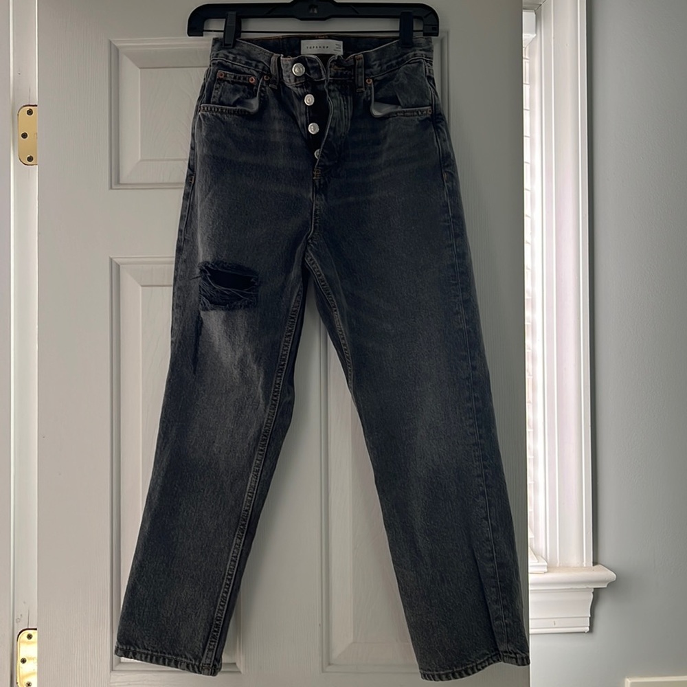 Topshop Washed Black/Gray Acid Wash Jeans